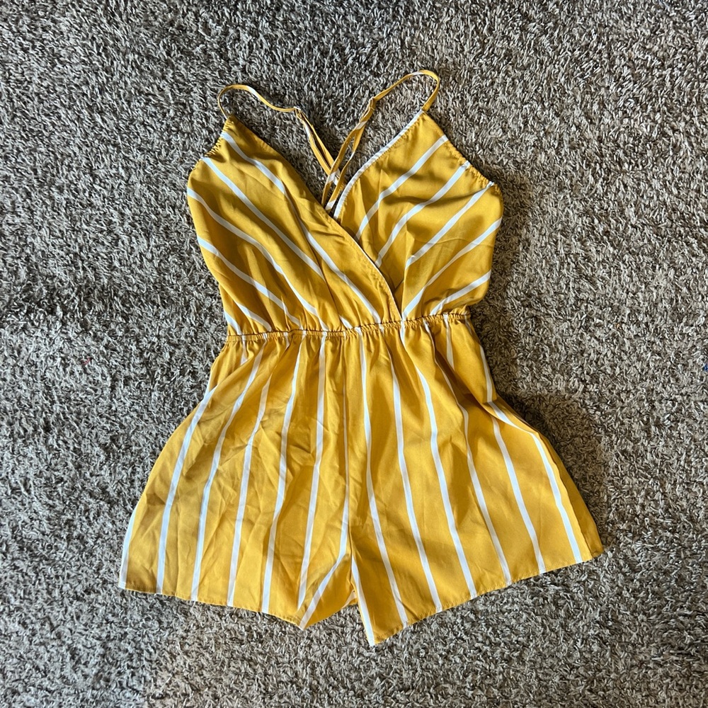 Yellow Striped women’s One Piece Romper- summer wear-summer attire